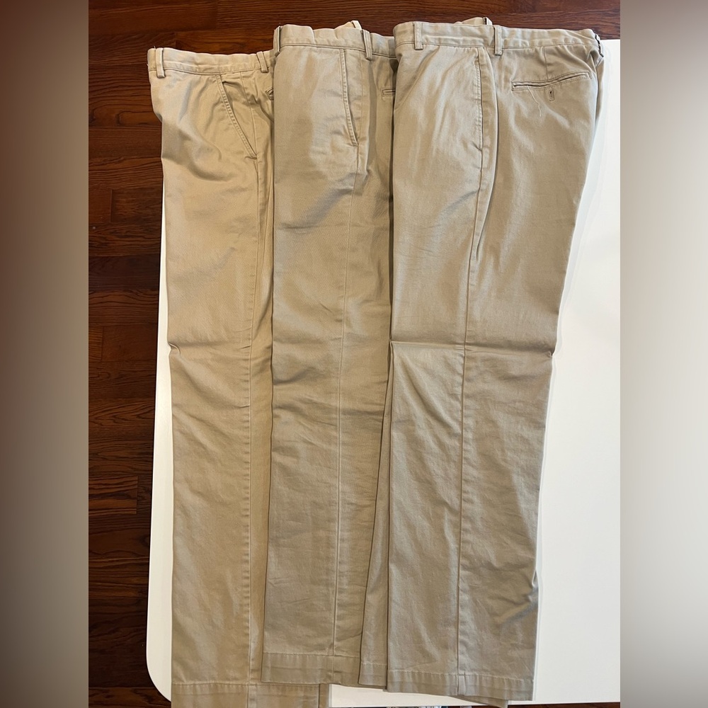 THREE mens khaki color chinos: Polo Ralph Lauren and Vineyard vines